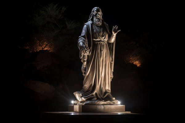 Statue illuminated