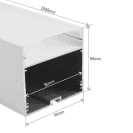 The LED task light has a large, hanging LED strip profile as the body. From the dimension drawing you can see that there is also plenty of space for the power supply