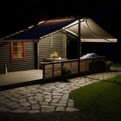 Led strip lighting installed on terrace beam.