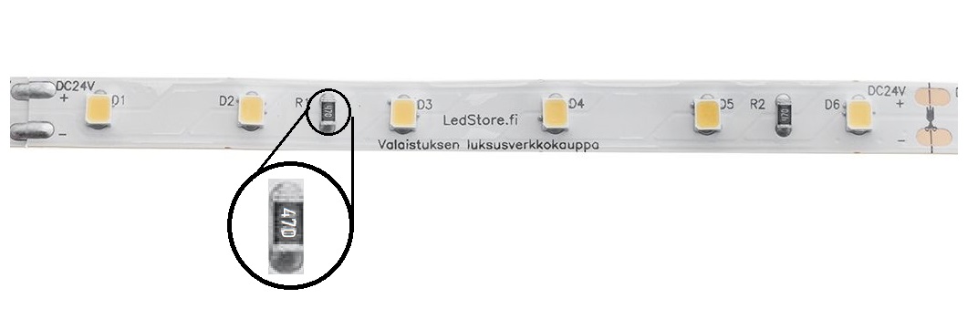 Led nauhan IC piiri jonka vuoksi led-muuntaja voi olla tasajännitteellä toimiva