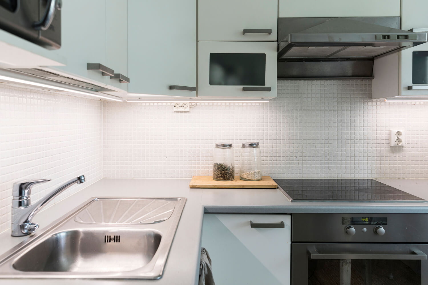 lighting renovation with LED track lighting in the kitchen