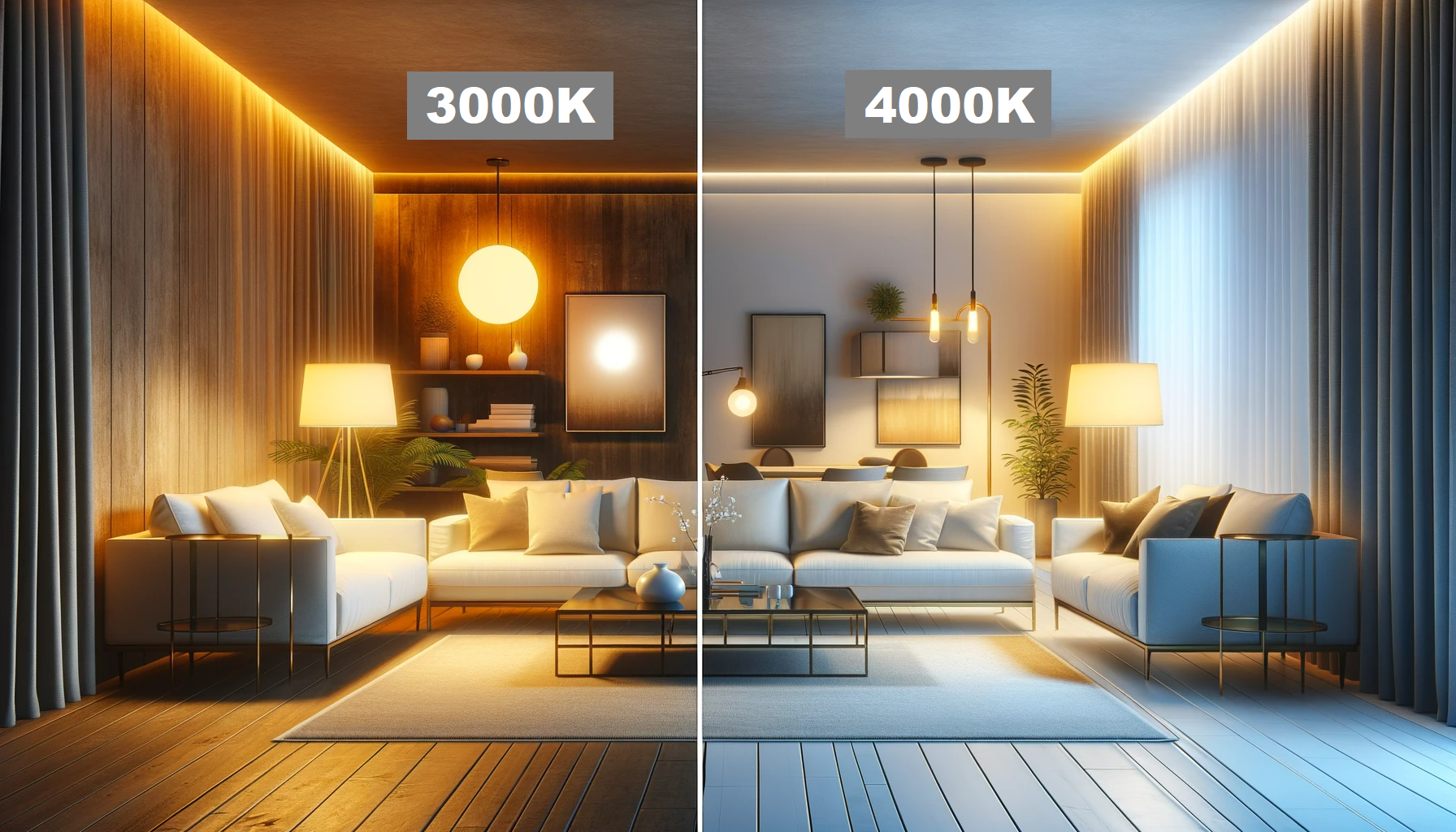 Valon värin valitseminen 3000k vs. 4000k